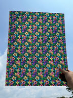 PatternPly® 19x24" Transparent Stained Glass Hawaiian Floral Original Scale sheet showing the pattern