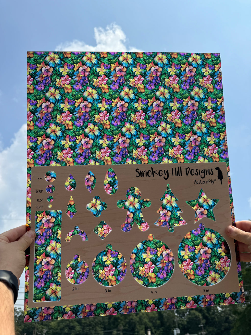 PatternPly® 19x24" Transparent Stained Glass Hawaiian Floral Original Scale product photo 2
