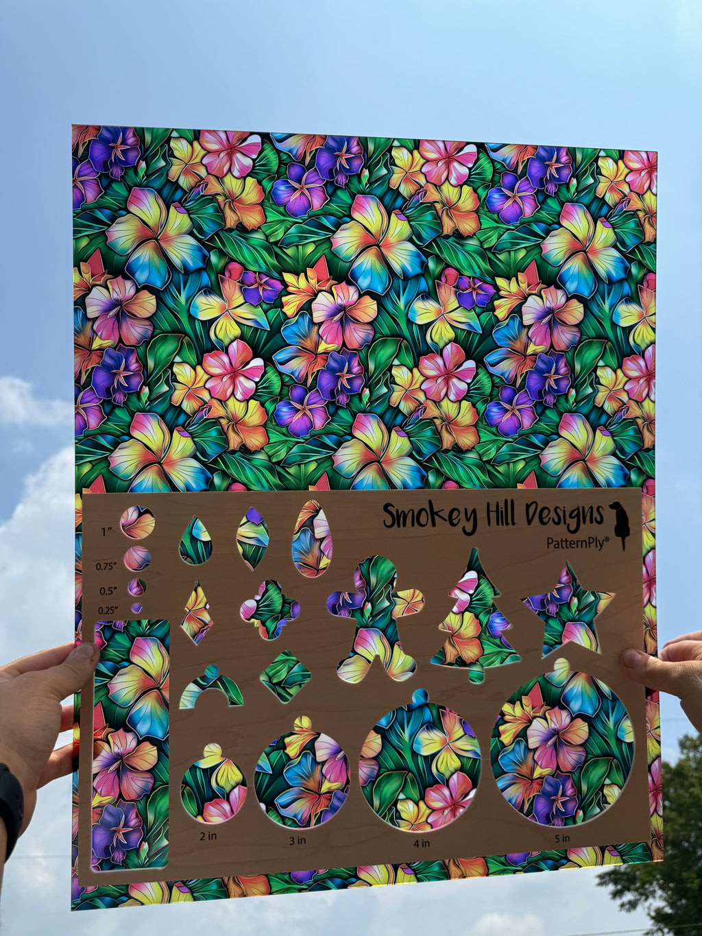 PatternPly® 19x24" Transparent Stained Glass Hawaiian Floral XL Scale product photo 2