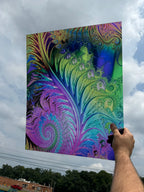 PatternPly® 19x24" Transparent Glassy Rainbow Swirl XL Scale sheet showing the pattern