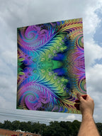 PatternPly® 19x24" Transparent Glassy Rainbow Swirl Original Scale sheet showing the pattern