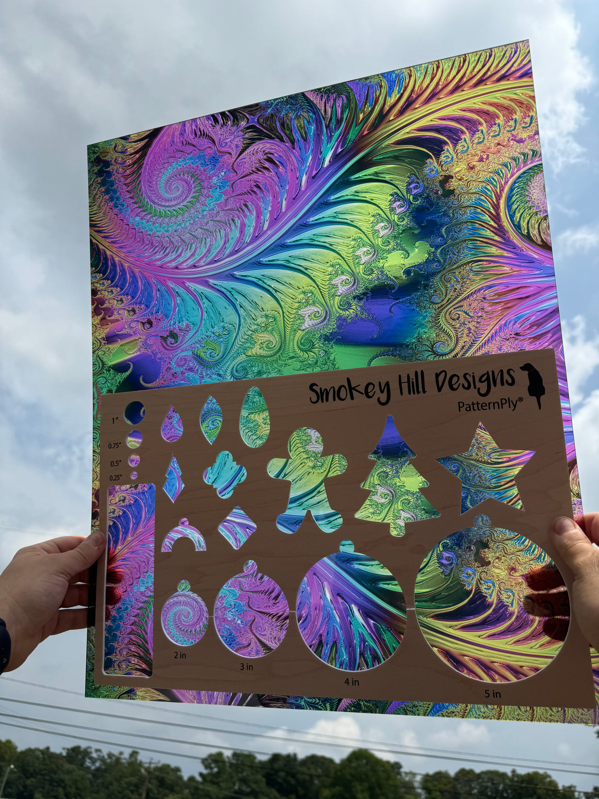 PatternPly® 19x24" Transparent Glassy Rainbow Swirl Original Scale product photo 2