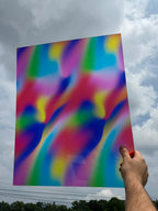 PatternPly® 19x24" Transparent Airbrush Rainbow XL Scale sheet showing the pattern