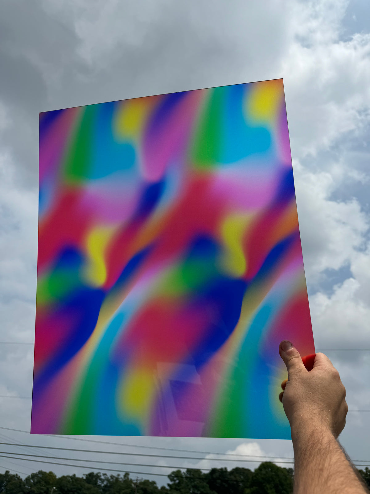 PatternPly® 19x24" Transparent Airbrush Rainbow XL Scale sheet showing the pattern