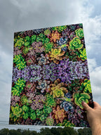 PatternPly® 19x24" Transparent Assorted Succulents Original Scale sheet showing the pattern