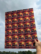 PatternPly® 19x24" Transparent Abstract Sun Stained Glass Original Scale sheet showing the pattern