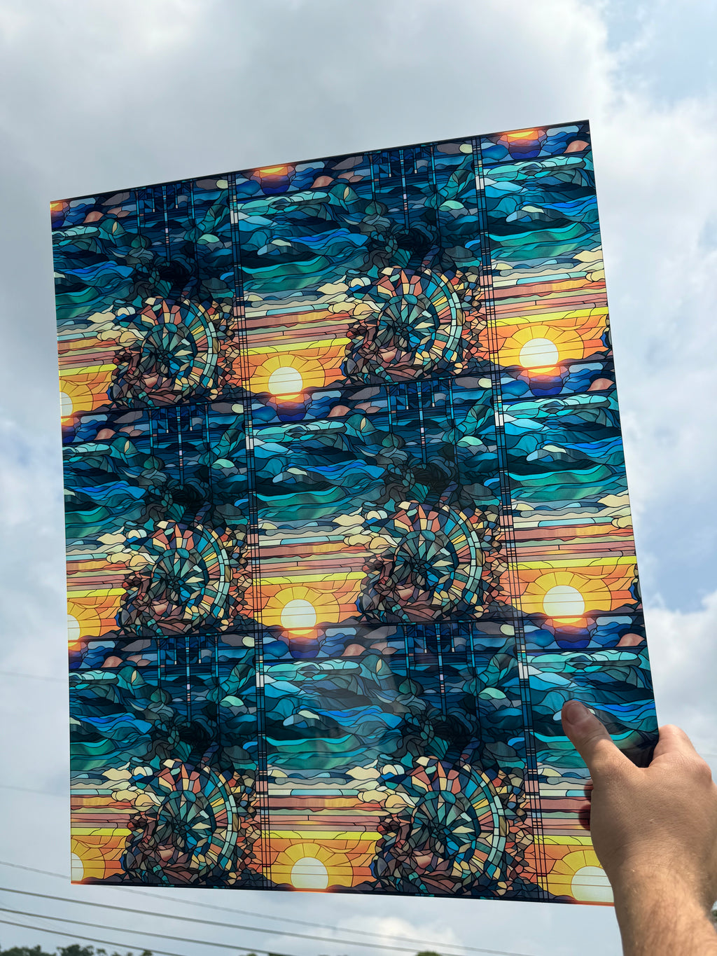 PatternPly® 19x24" Transparent Beachy Sunrise XL Scale sheet showing the pattern