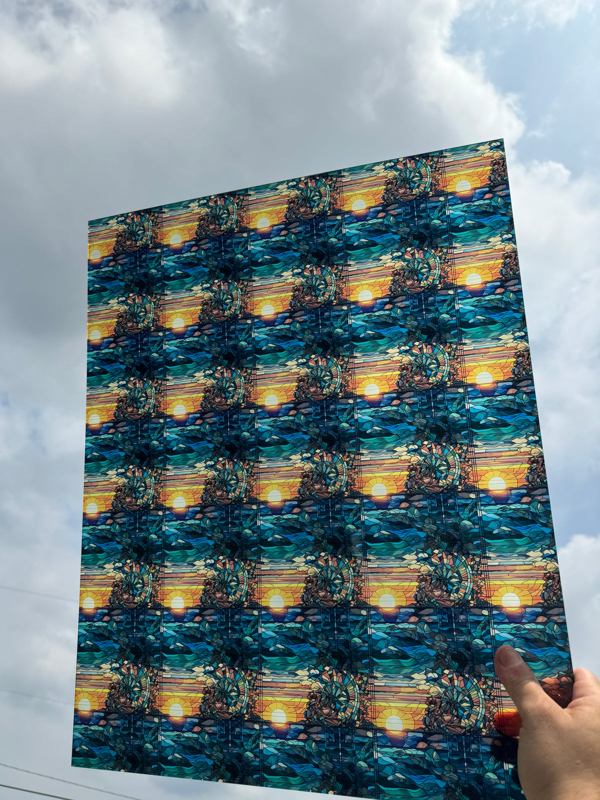 PatternPly® 19x24" Transparent Beachy Sunrise Original Scale sheet showing the pattern