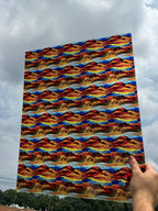 PatternPly® 19x24" Transparent Abstract Rustic Mountain Range Stained Glass Original Scale sheet showing the pattern