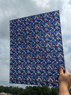 PatternPly® 19x24" Transparent Red, White, and Blue Stained Glass Original Scale sheet showing the pattern
