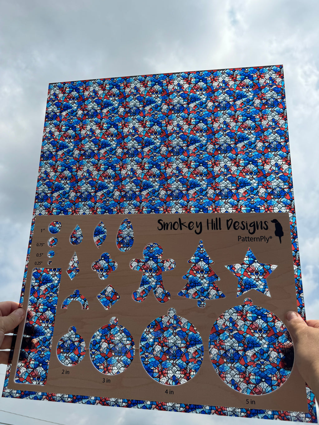 PatternPly® 19x24" Transparent Red, White, and Blue Stained Glass Original Scale product photo 2
