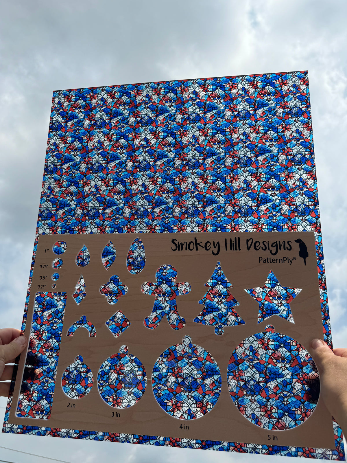 PatternPly® 19x24" Transparent Red, White, and Blue Stained Glass Original Scale product photo 2