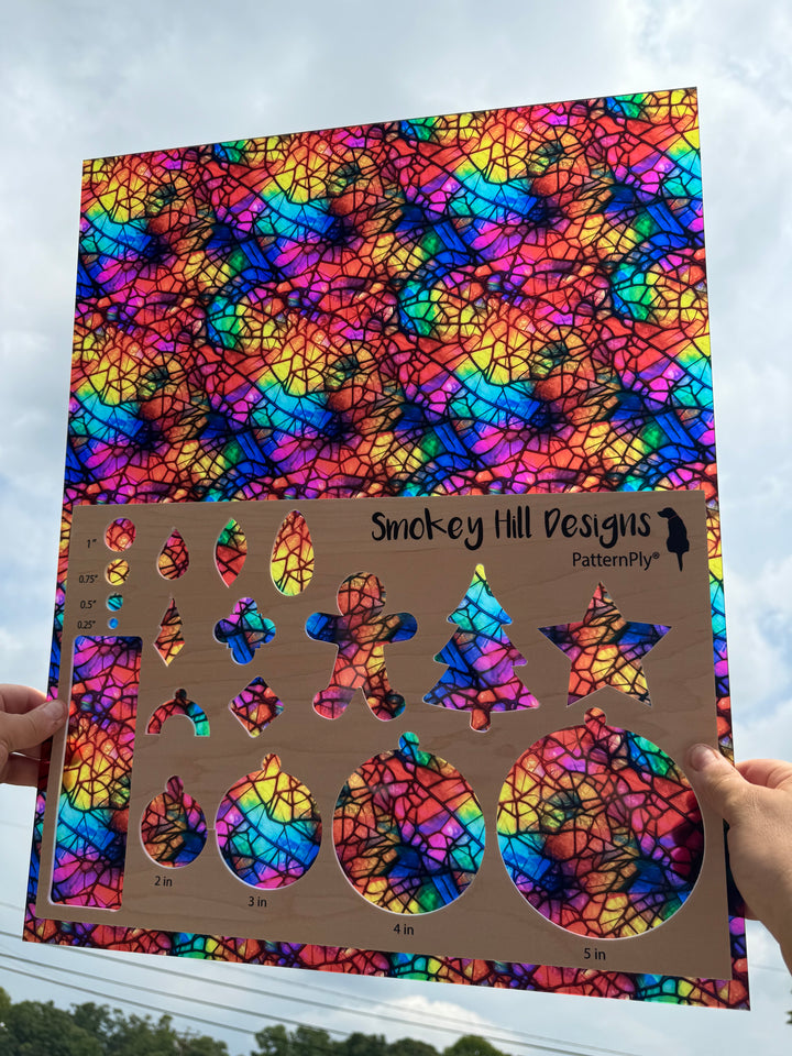 PatternPly® 19x24" Transparent Shattered Rainbow Glass XL Scale