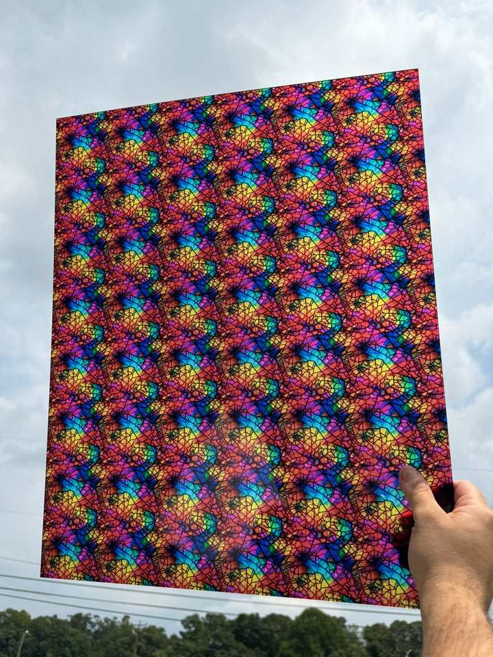 PatternPly® 19x24" Transparent Shattered Rainbow Glass Original Scale