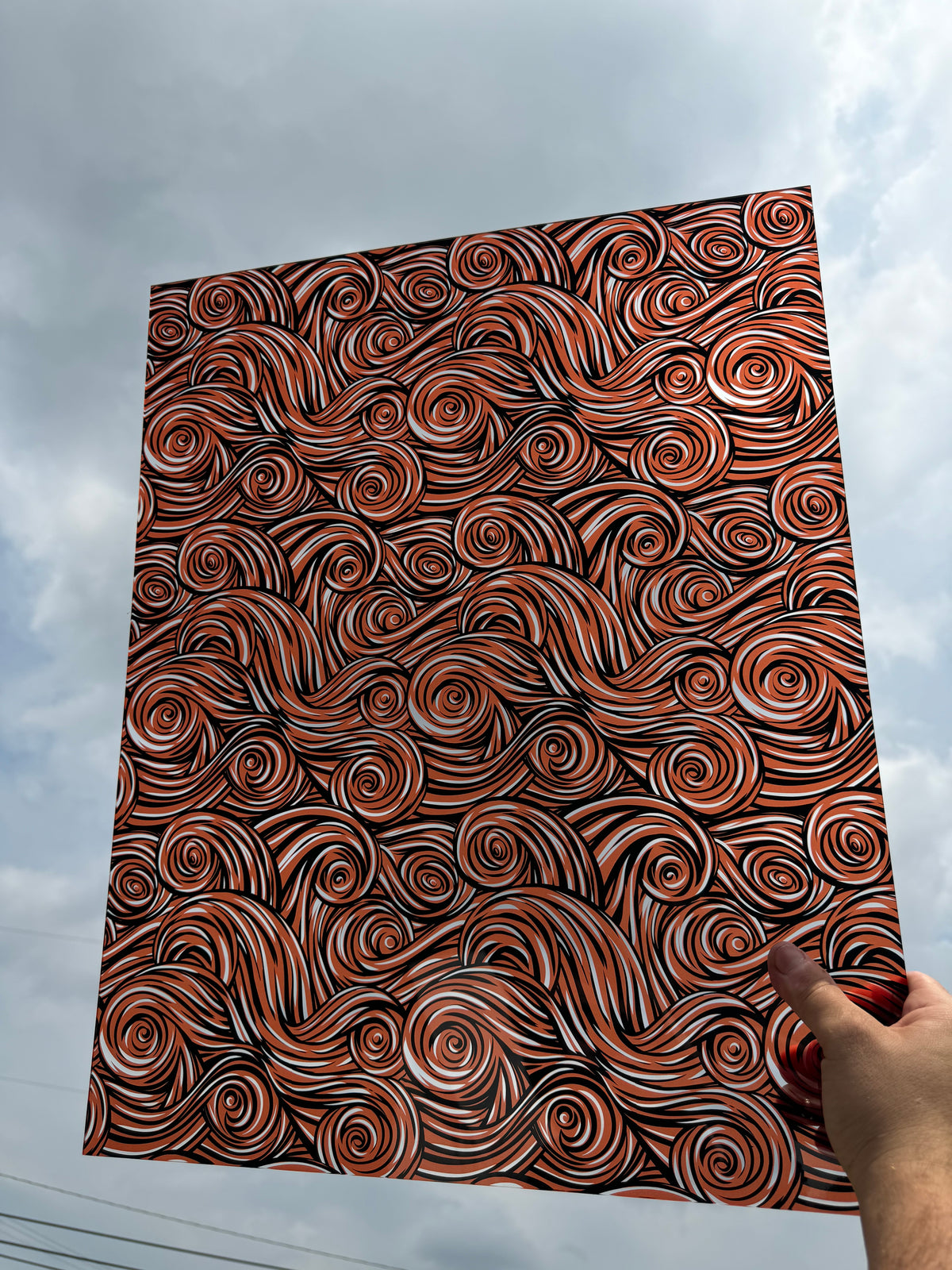 PatternPly® 19x24" Transparent Halloween Swirls XL Scale sheet showing the pattern