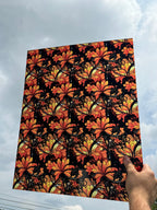 PatternPly® 19x24" Transparent Halloween Stained Glass Floral XL Scale sheet showing the pattern
