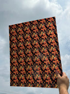 PatternPly® 19x24" Transparent Halloween Stained Glass Floral Original Scale sheet showing the pattern