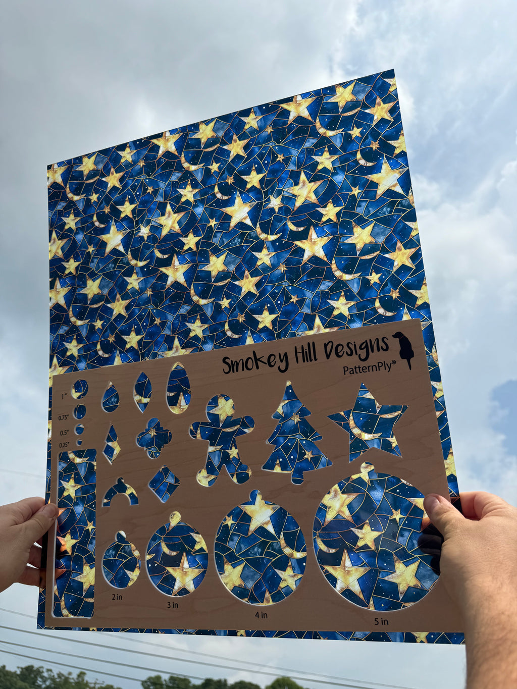 PatternPly® 19x24" Transparent Stained Glass Moon and Stars XL Scale product photo 2