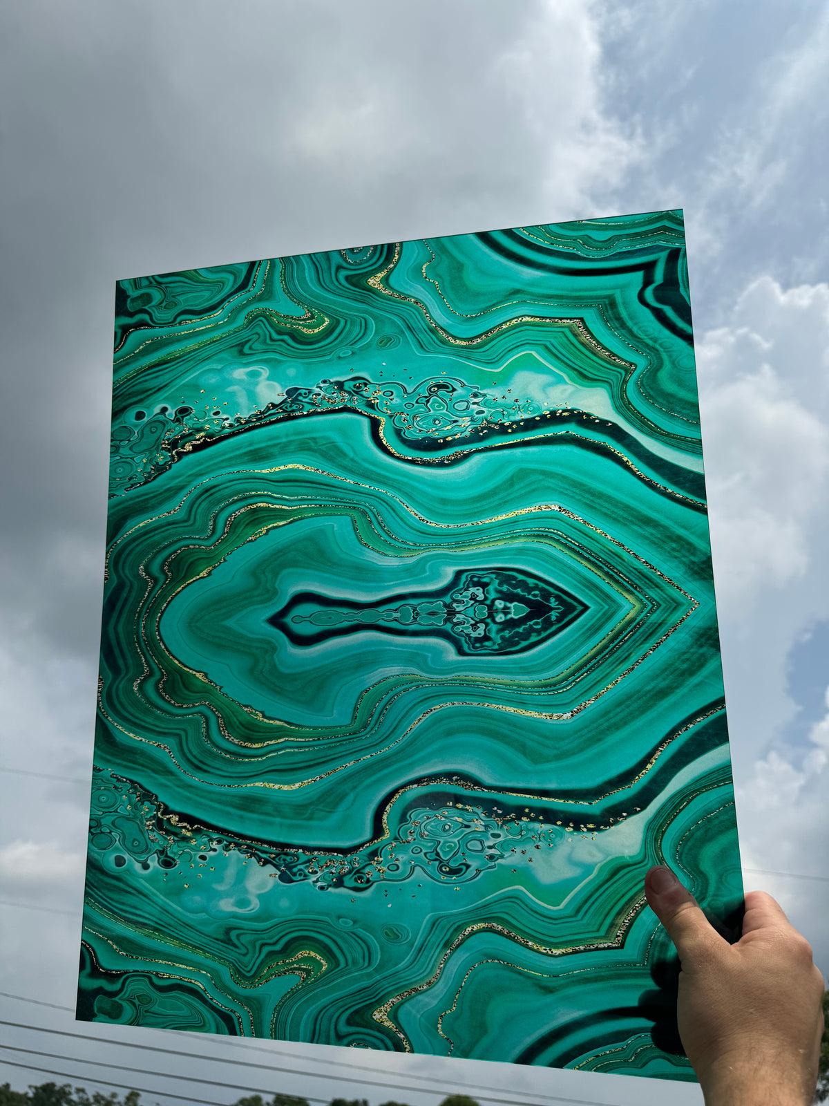 PatternPly® 19x24" Transparent Jade Swirl Original Scale sheet showing the pattern