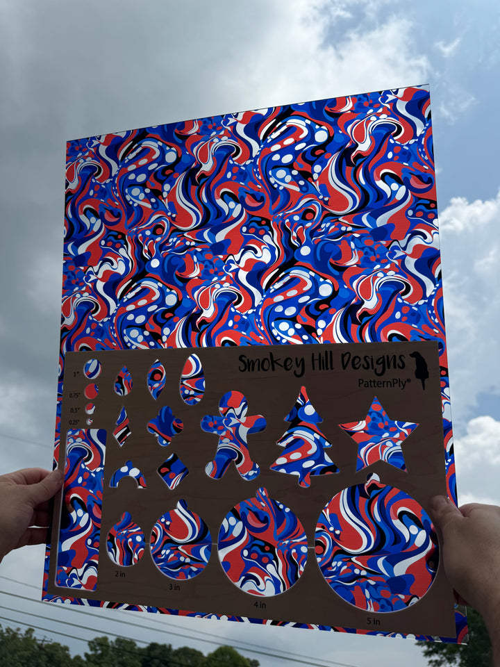 PatternPly® 19x24" Transparent Abstract Patriotic Original Scale