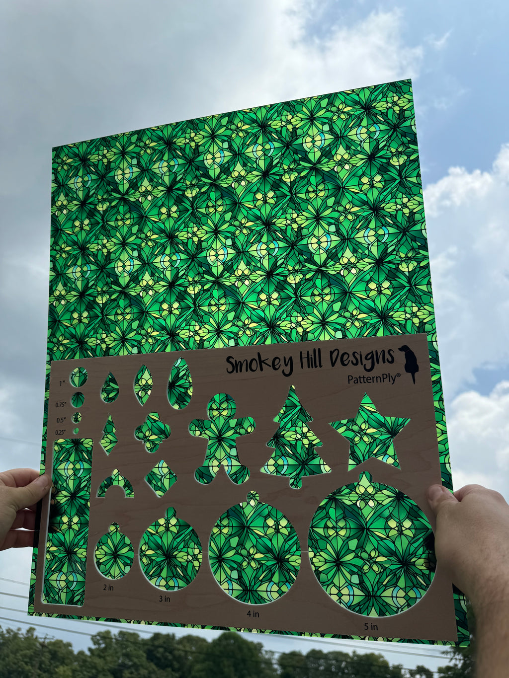 PatternPly® 19x24" Transparent Abstract Green Stained Glass XL Scale product photo 2