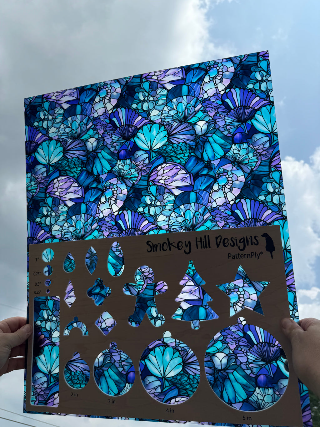 PatternPly® 19x24" Transparent Abstract Mermaid Scales Stained Glass XL Scale product photo 2