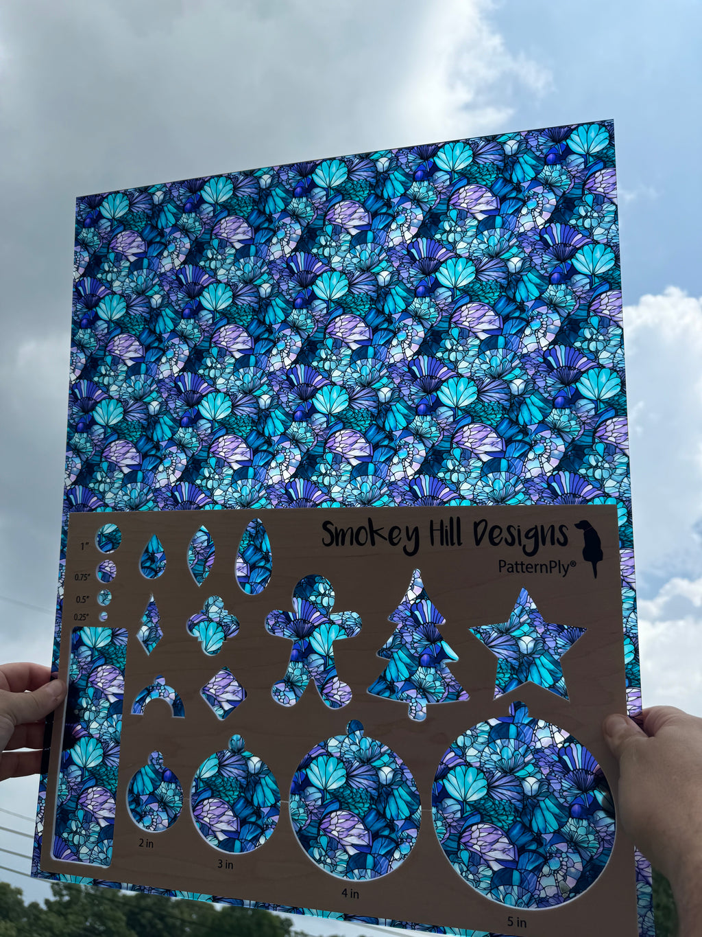 PatternPly® 19x24" Transparent Abstract Mermaid Scales Stained Glass Original Scale product photo 2