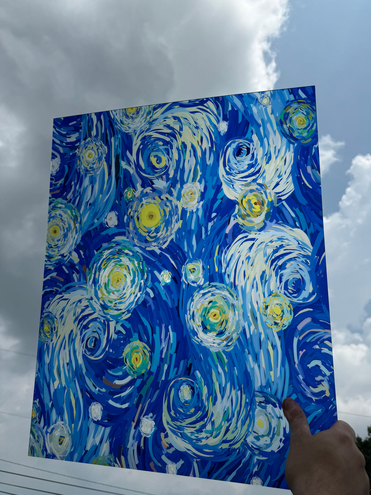 PatternPly® 19x24" Transparent Starry Swirls XL Scale sheet showing the pattern