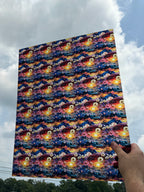 PatternPly® 19x24" Transparent Floral Mountain Range Stained Glass Original Scale sheet showing the pattern