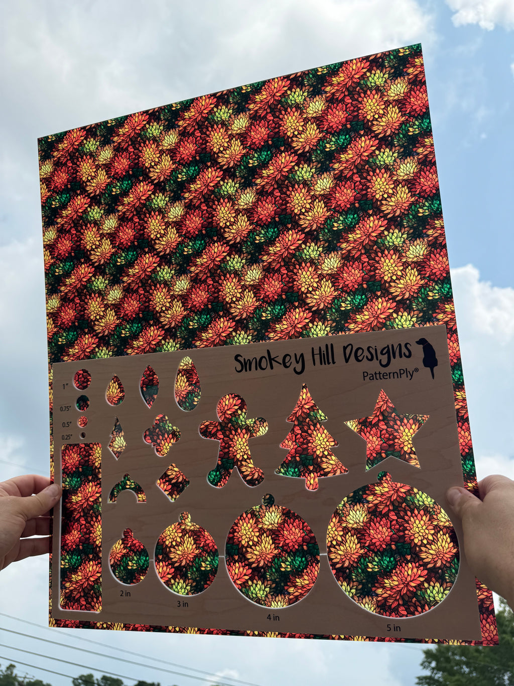 PatternPly® 19x24" Transparent Fall Mums Stained Glass XL Scale product photo 2
