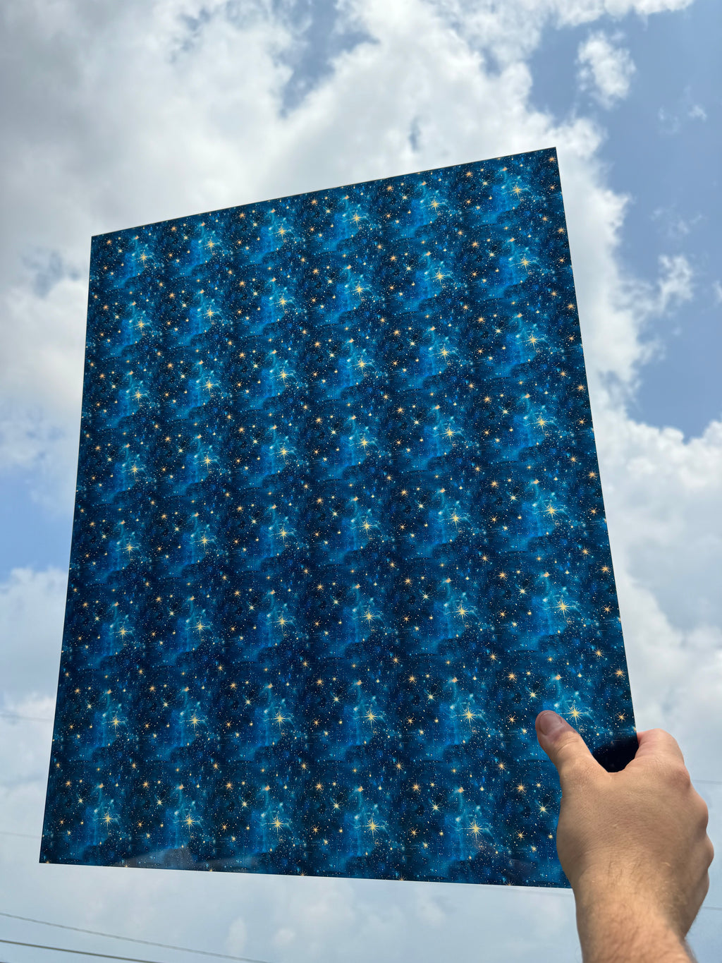 PatternPly® 19x24" Transparent Vintage Starry Sky XL Scale sheet showing the pattern