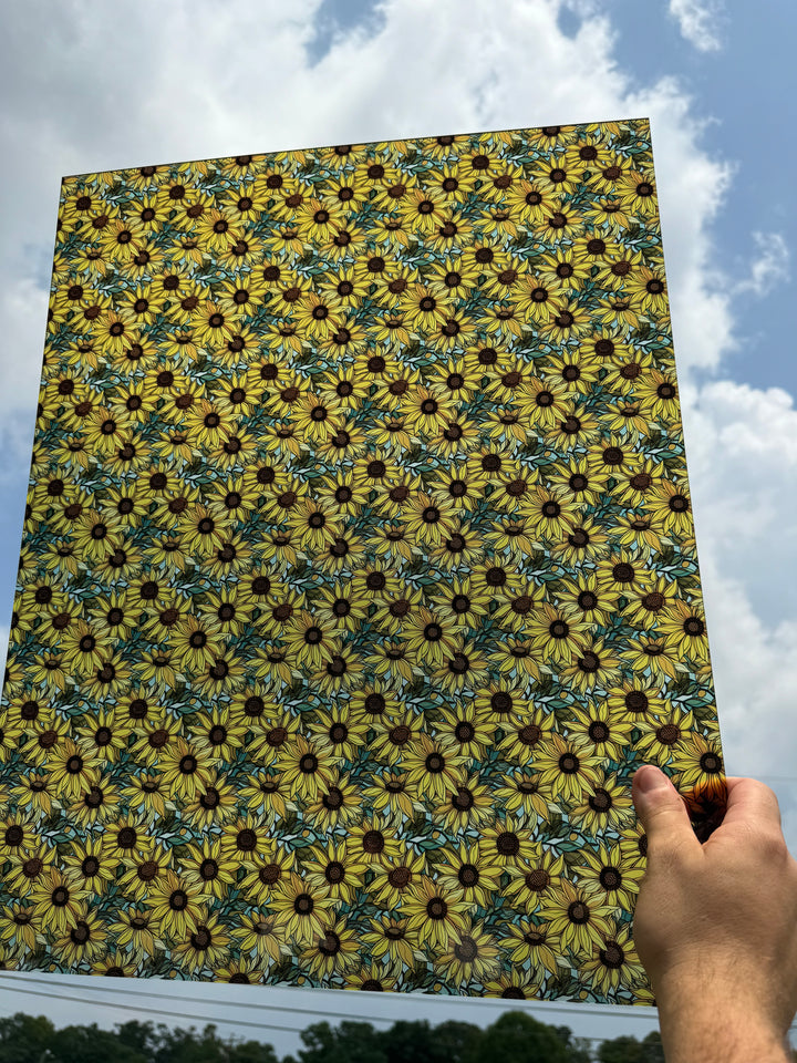 PatternPly® 19x24" Transparent Sunflowers with Sky Original Scale