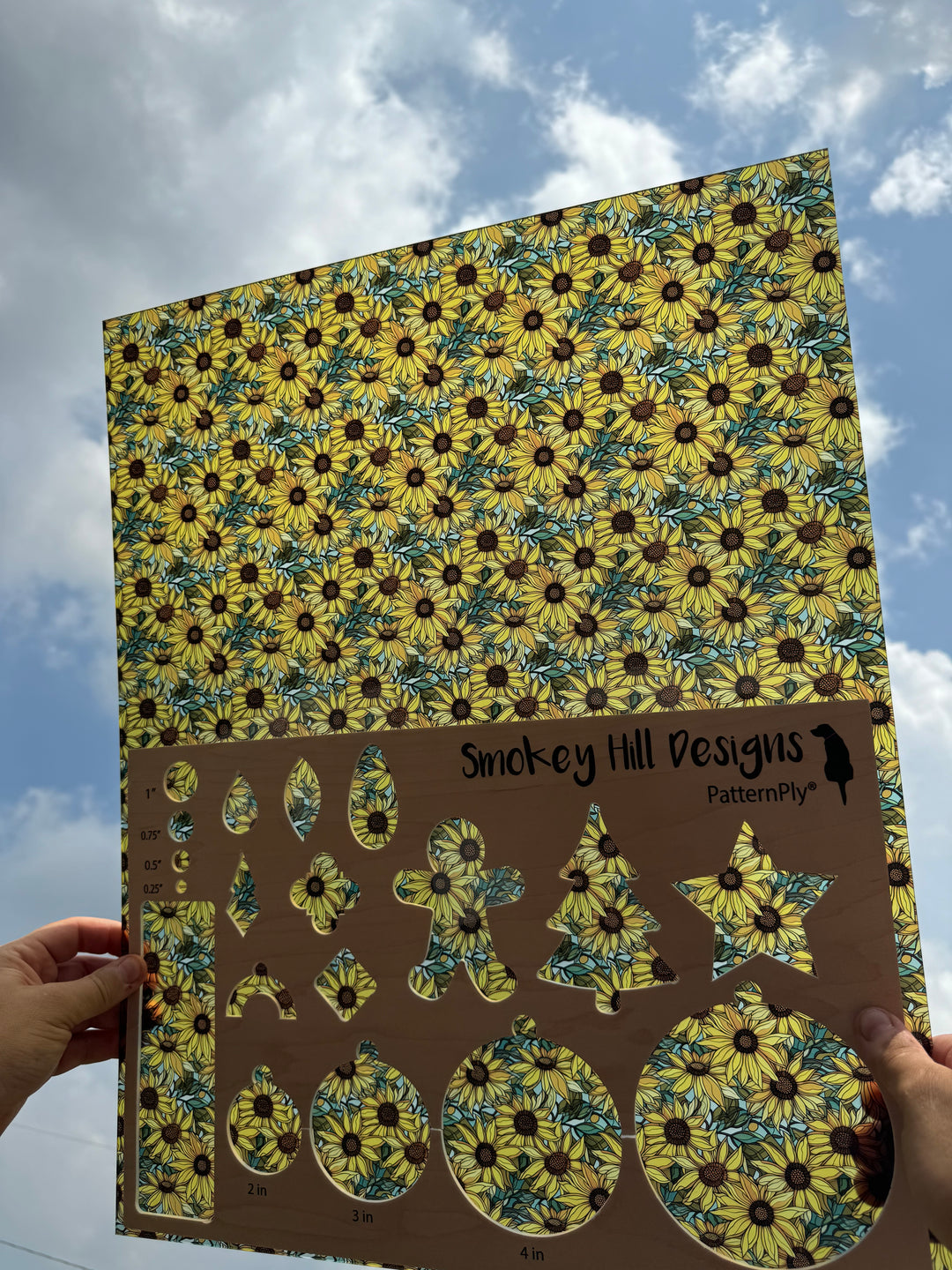 PatternPly® 19x24" Transparent Sunflowers with Sky Original Scale