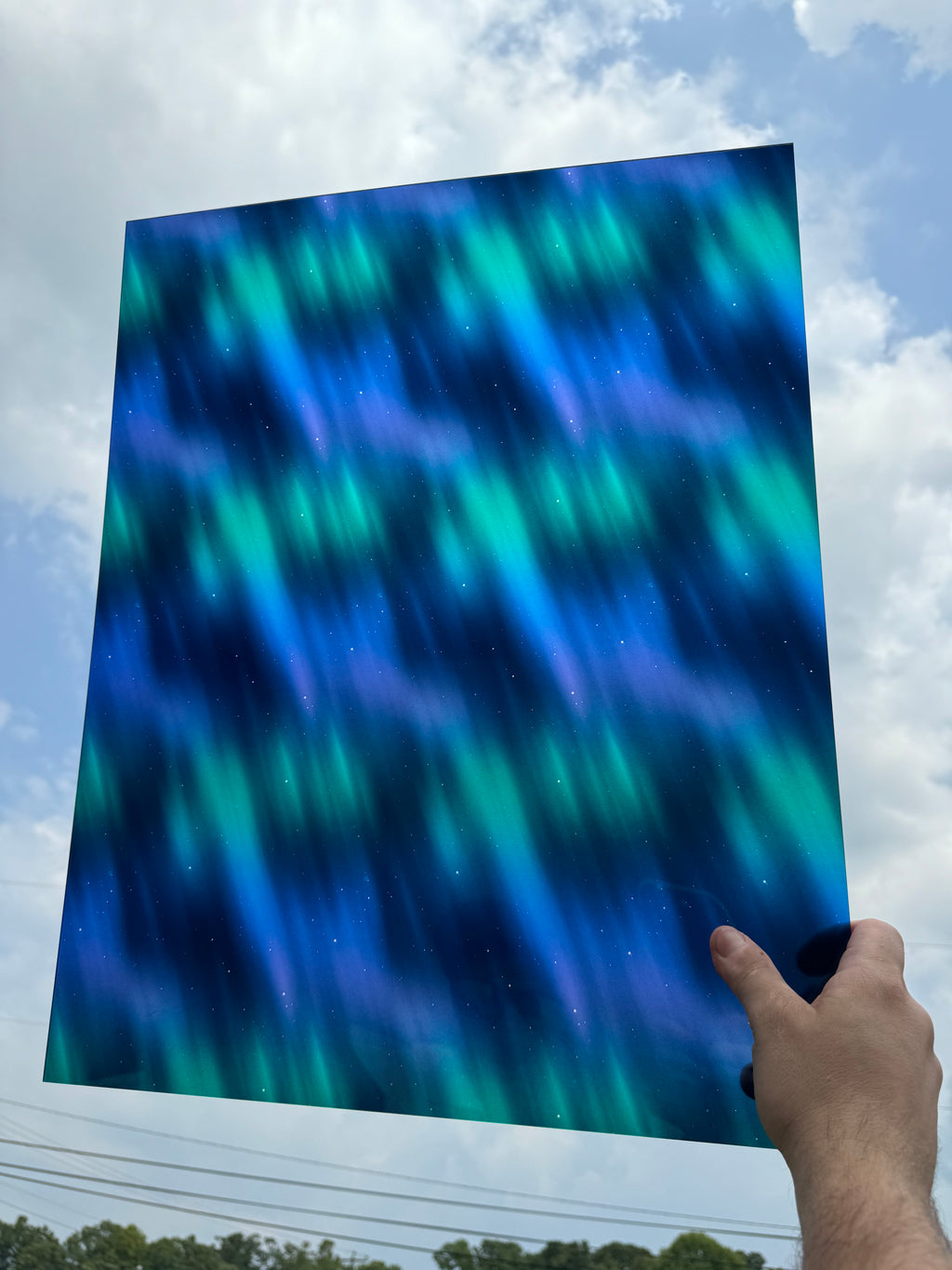 PatternPly® 19x24" Transparent Northern Lights Blur XL Scale sheet showing the pattern