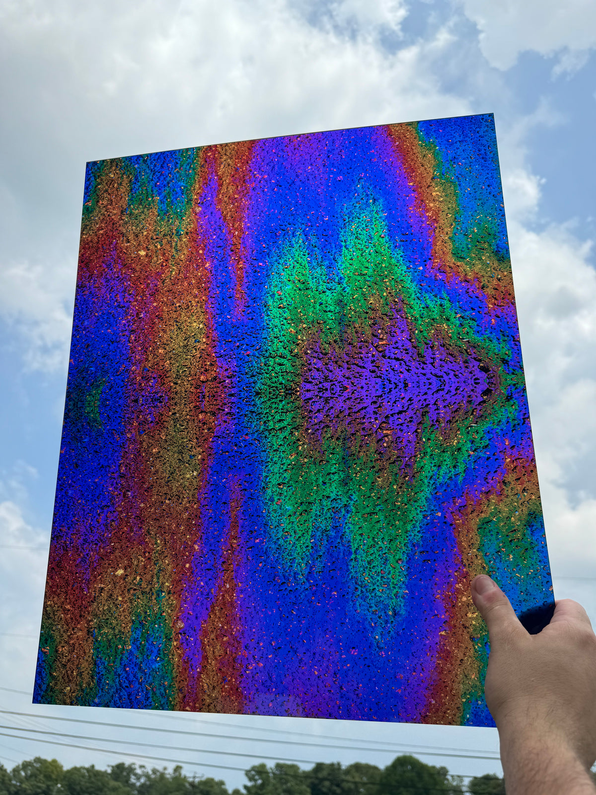 PatternPly® 19x24" Transparent Oil Shimmer Original Scale sheet showing the pattern