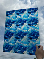 PatternPly® 19x24" Transparent Ocean Waves Stained Glass XL Scale sheet showing the pattern
