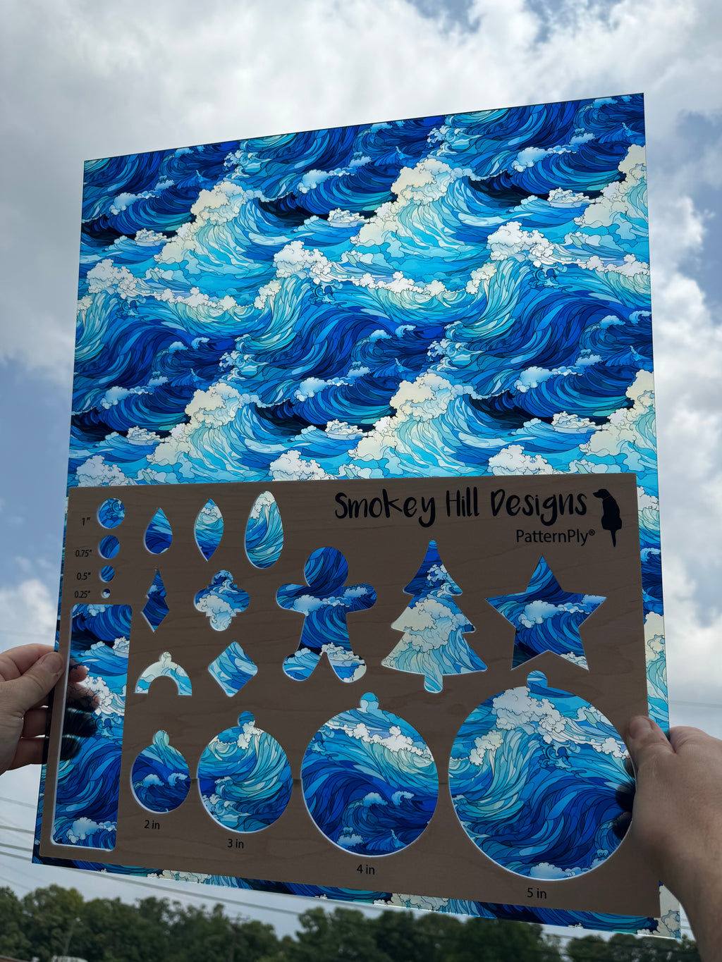 PatternPly® 19x24" Transparent Ocean Waves Stained Glass XL Scale product photo 2