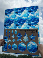 PatternPly® 19x24" Transparent Ocean Waves Stained Glass XL Scale product photo 2