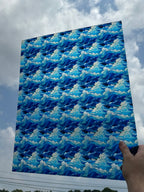 PatternPly® 19x24" Transparent Ocean Waves Stained Glass Original Scale sheet showing the pattern