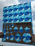 PatternPly® 19x24" Transparent Ocean Waves Stained Glass Original Scale product photo 2