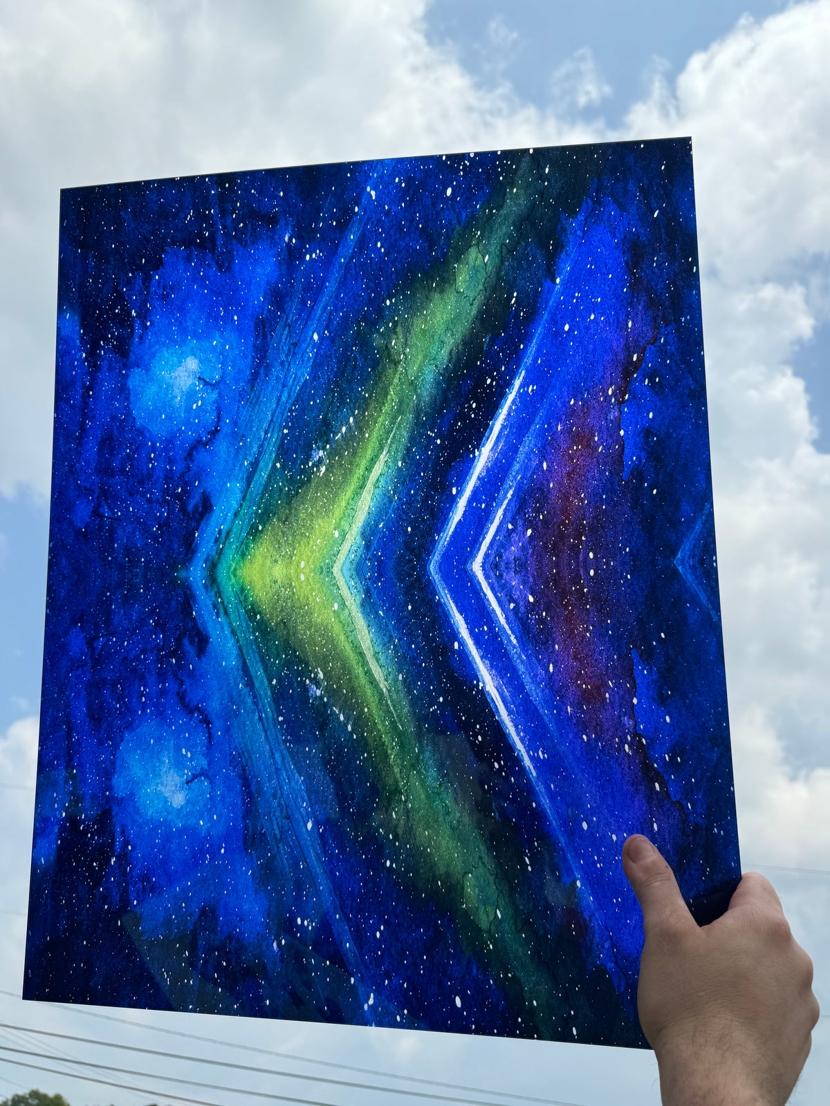 PatternPly® 19x24" Transparent Northern Lights Watercolor Original Scale sheet showing the pattern