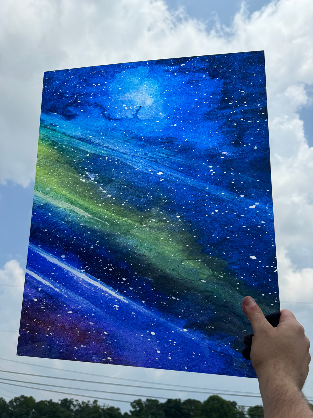 PatternPly® 19x24" Transparent Northern Lights Watercolor XL Scale sheet showing the pattern