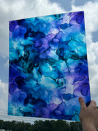 PatternPly® 19x24" Transparent Teal and Purple Ink XL Scale sheet showing the pattern