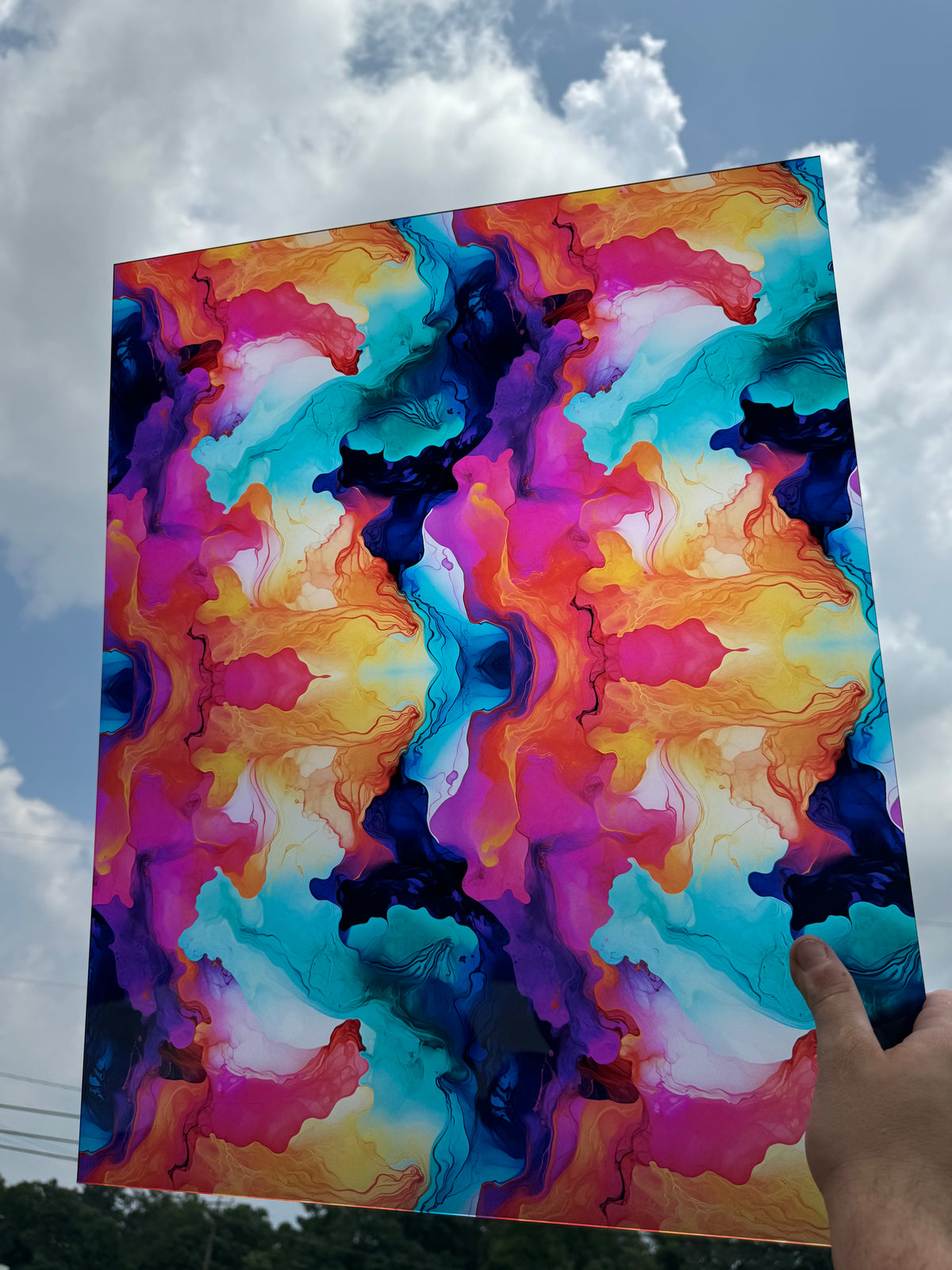 PatternPly® 19x24" Transparent Bright Flow Original Scale sheet showing the pattern
