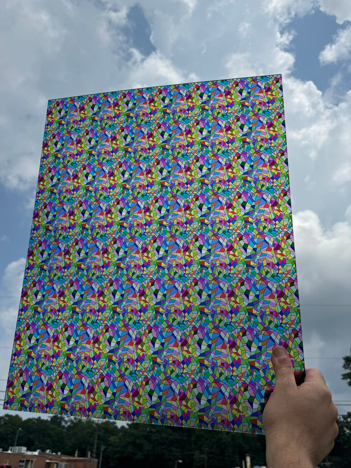 PatternPly® 19x24" Transparent Pastel Stained Glass Original Scale sheet showing the pattern