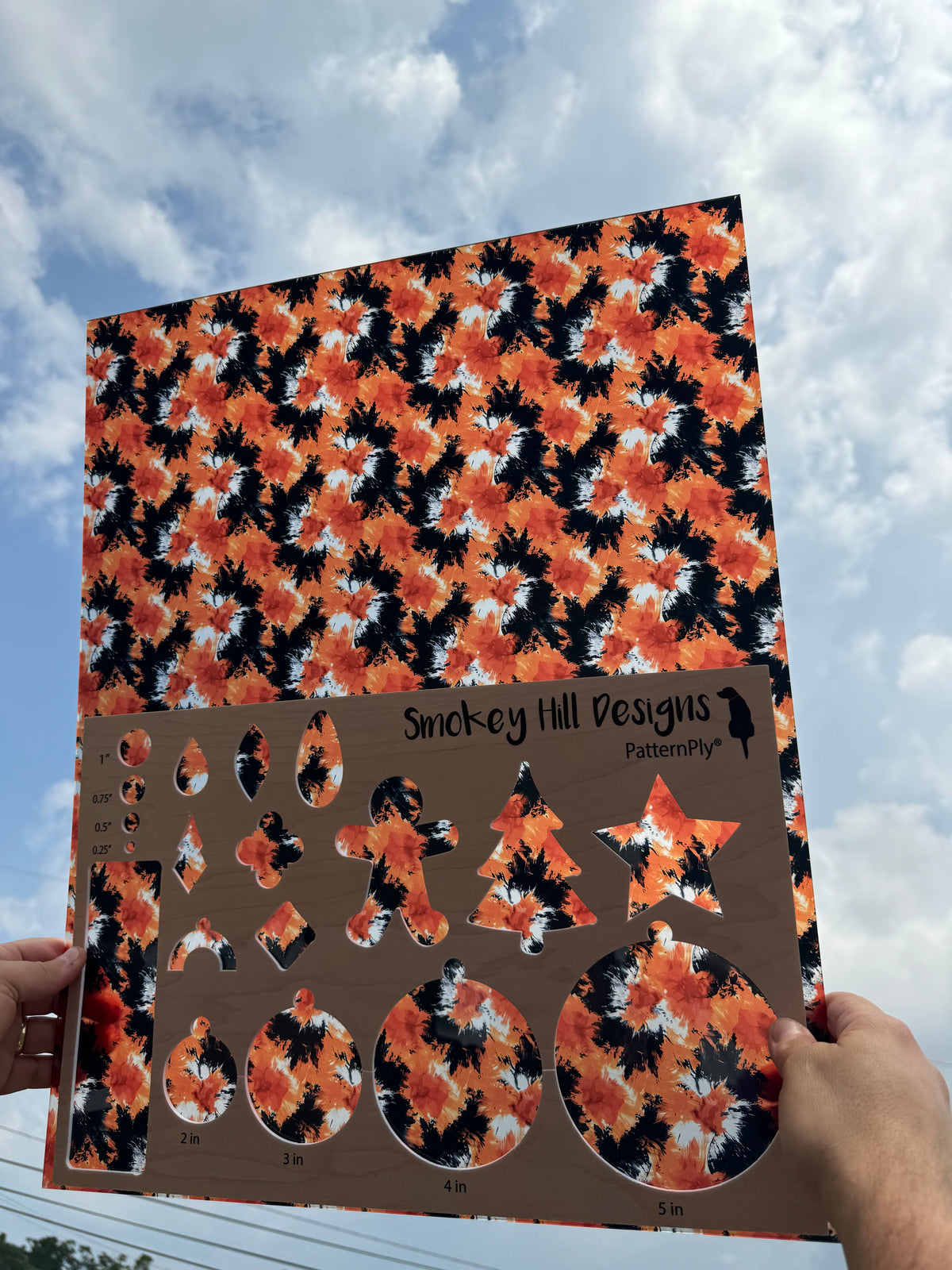 PatternPly® 19x24" Transparent Black and Orange Tie Dye XL Scale product photo 2