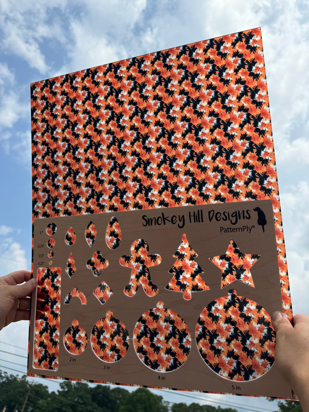PatternPly® 19x24" Transparent Black and Orange Tie Dye Original Scale product photo 2
