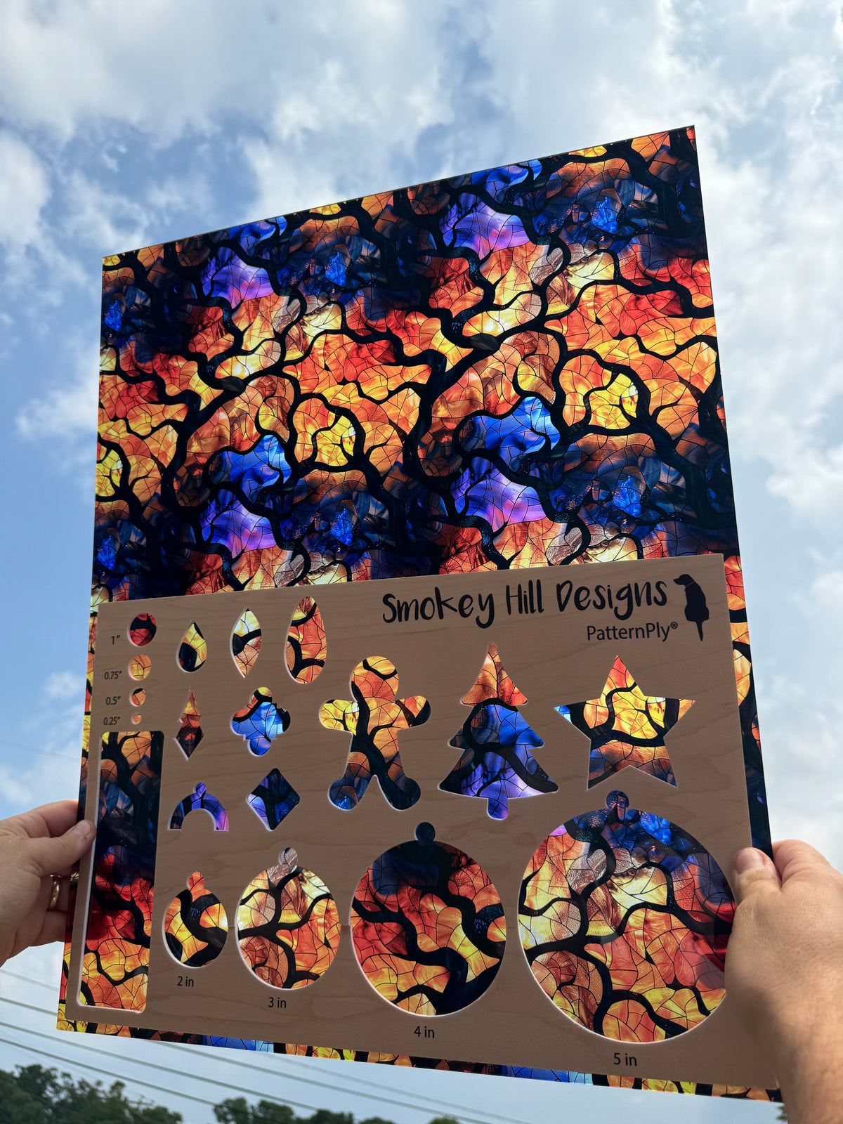 PatternPly® 19x24" Transparent Abstract Stained Glass Spooky Tree Sky XL Scale product photo 2