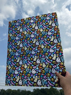 PatternPly® 19x24" Transparent Bold Halloween Stained Glass XL Scale sheet showing the pattern