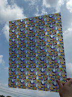 PatternPly® 19x24" Transparent Pastel Halloween Stained Glass Original Scale sheet showing the pattern